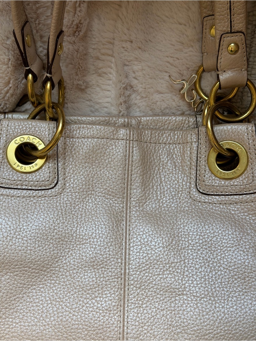 COACH PENELOPE Champagne leather Buckle tote Shoulder Bag F-18890 - Picture 4 of 16